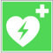 LEMAX® Aufkleber Rettungszeichen, Automatisierter Externer Defibrillator E010 DIN EN ISO 7010 Folie selbstklebend grün/weiß/Randfarbe: weiß 200x200mm