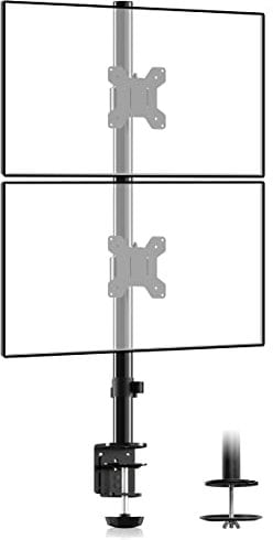 Monitor Arm Desk Mount, 80cm Pole Height Adjustable Tall Stands for 2 Monitors, Dual Monitor Stand for 13-34 inch LCD/LED Screens Rotate 360 Swivel 45 Up to 10kg with VESA 75/100mm