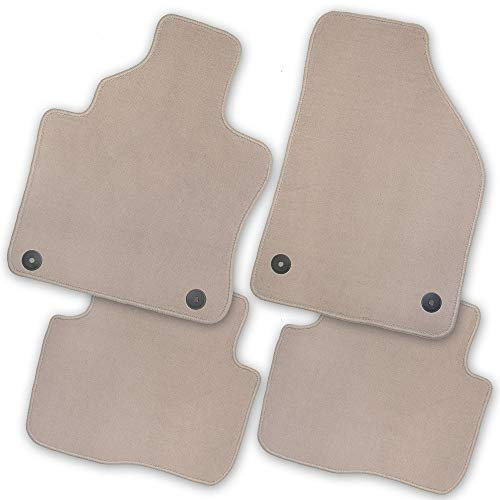 Bär-AfC Auto Fußmatten Premium passend für VW Passat 3B 3BG B5 1997-2005 BEF rund, Autoteppiche Velours Beige, Rand Kettelung Beige, Set 4-teilig, VW04241