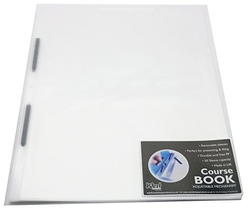 Westfolio Course Book Adjustable Capacity Opaline A3, File Holder, Presentation Display Wallet, Paper, Document, Poly Clear Sleeves