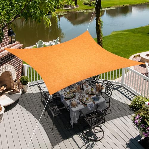 jarolift Sonnensegel Quadrat, Atmungsaktiv, Sonnenschutz Sichtschutz für Terrasse Garten Balkon, HDPE-Gewebe, 500 x 500 cm, Orange
