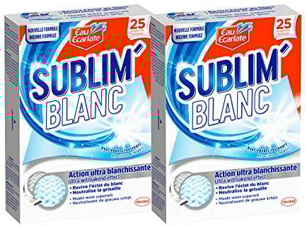Eau Ecarlate Sublim' Blanc – Lingettes Blanchissantes & Anti Grisaille – 50 Lingettes (Lot de 2 x 25 lingettes)