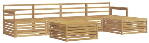 vidaXL Outdoor-Sofagarnitur 7 pcs Weiß Massivholz Akazie, Patio-Sofa, modernes Eckset, wetterfester Gartenlounge, Bequeme Terrassenplätze für entspannte Zeiten