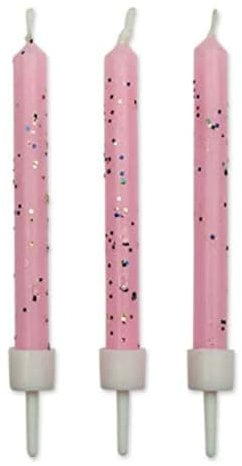 PME CA024 Rosa Glitzerkerzen, Sortiment, 10-teilig, Kunststoff, Pink, 0.5 x 0.5 x 6.2 cm