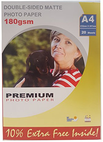 Premium A4 (210 x 297 mm) beidseitig matt Inkjet Fotopapier 180 g/m² – 20 Blatt