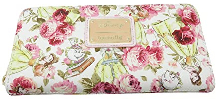 Loungefly Disney Beauty & The Beast Belle Mrs. Potts Pink Peony Floral Wallet