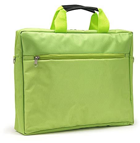 Waytex 71210 Sacoche Ordinateur 15 pouces 2 Compartiments 2 Poches Zippées avec Bandoulière en Nylon Vert anis