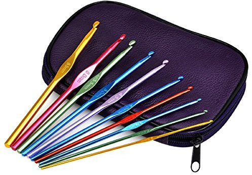 TRIXES Conjunto de 22 Ganchos de Crochet de Aluminio para Tejer Artesanías con Estuche