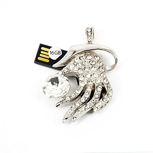 USB Stick Diamant Hand 16GB Strass Silber Schlüsselanhänger