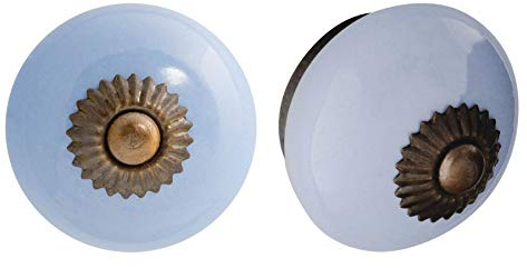 Nicola Spring Ceramic Cupboard Drawer Handle Knobs - Blue - Pack of 12
