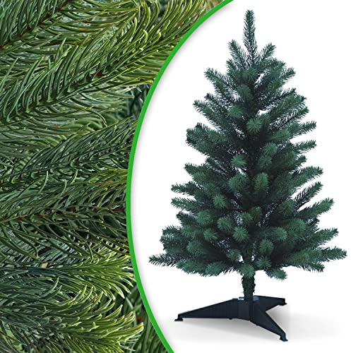 DILUMA Weihnachtsbaum Künstlich 85cm - Kleiner Spritzguss Tannenbaum Wie Echt, Metall Standfuß, Modulares Stecksystem, Schwer Entflammbar B1 Zertifikat - Künstlicher Premium Voll-PE Christbaum Klein