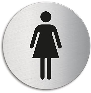 Cartello - Toilette WC Donne | Targhette Targa acciaio inox Ø 75 mm autoadesivo | Ofform Design Originale No.8472