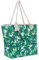 DonDon Strandtasche XXL mit Reißverschluss - Umhängetasche Damen, Shopper Tasche Damen im Beach Look mit Schulterriemen - Urlaub Must Haves Beach bag - Palmen grün weiß