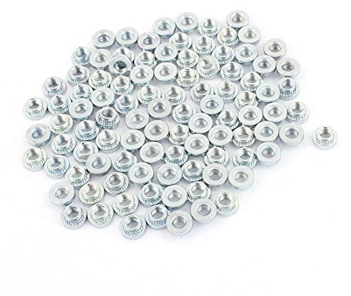 sourcing map 100 Stück M4-3 Rändelmetall Selbst Clinchen Einpressmutter 2mm Dick dünne Platte de