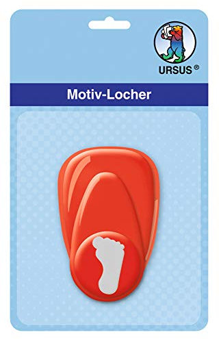 Ursus 19470002 - Motivlocher mit Hebel klein, Fuß, rot, ausgestanztes Motiv ca. 16 mm, aus Kunststoff mit Metallstanze, geeignet für Grammaturen von 160 220 g /qm