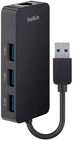 Belkin USB 3.0 Hub w/ 3 USB Ports & Gigabit Ethernet - USB Splitter - USB Hub 3.0 - USB Docking Station - Ethernet Adapter for Laptop - USB Adapter - USB Hub for Laptop - USB Ethernet Adapter - Black