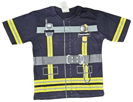 PartyXPeople Feuerwehrmann Spieleshirt | Kostüm T-Shirt Kinder |Motivshirt unisex blau 12933 Gr.128