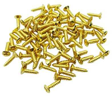 Musiclily 3 mm E-Gitarre Pickguard Befestigungsschrauben für Telecaster Gitarre Bass, Gold (50 Stück)