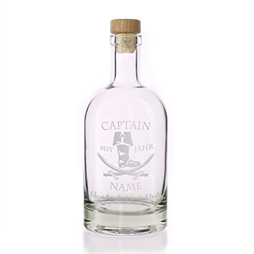 Herz & Heim® Karaffe für Rum - Captain - mit Gratis Gravur des Namen und Geburtstjahr - für echte Männer