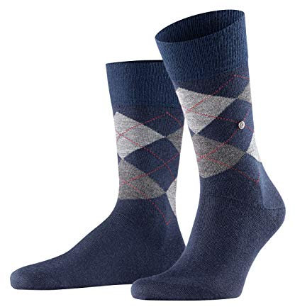 Burlington Herren Socken Edinburgh M SO Wolle gemustert 1 Paar, Blau (Dark Navy 6377), 46-50