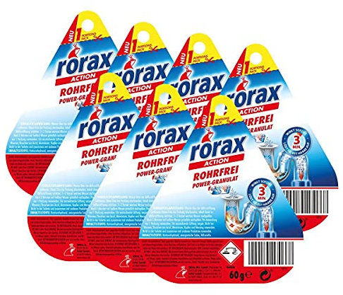 7x rorax Rohrfrei Power-Granulat Portionspack 60g - Wirkt sofort & löst selbst Haare auf