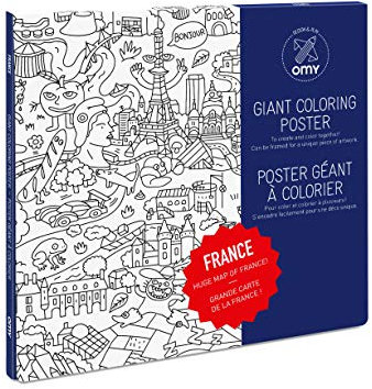 OMY Frankreich Giant Farbgebung Poster, Papier, Mehrfarbig, Medium