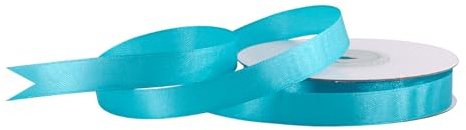Satinband 12mm x 25m Rolle - FARBAUSWAHL in 3/6/12/18/25/38/50/75/100mm - farbecht & waschbar - Schleifenband für Hochzeit - Geschenkband zum Verpacken Dekorieren Basteln - Helltürkis 340