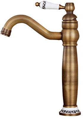 Hiendure® Laiton un trou robinets d'évier lavabo cuisine salle de bain grands robinets, laiton antique