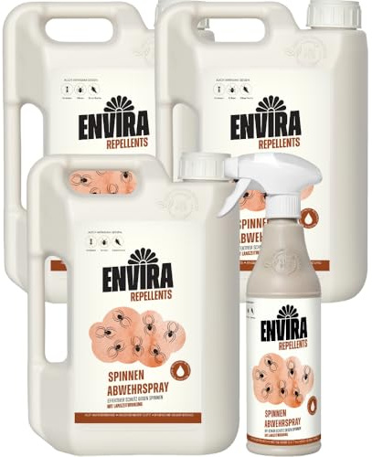 Envira Spinnenspray 500 ml + 3x 2 Liter - hochwirksam gegen Spinnen im Haus | Spinnen Spray gegen Winkelspinnen, Kreuzspinnen und Weberknechte - für Wohnung, Keller und Garten, effektive Abwehr