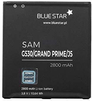 Blue Star Premium - Li-Ion Lithium Akku 2800 mAh Kapazität Schnellladung 2.0 Kompatibel mit dem Samsung Galaxy Grand Prime G530 / J3 2016 / J5