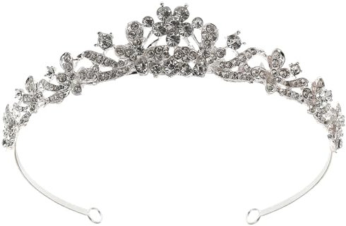 Blumenkranz Tiara FüR Damen - Silberne Krone Mit Strass - Perfekt FüR Hochzeiten Verlobungen Und Partys - Haarreif Mit Eleganten Details