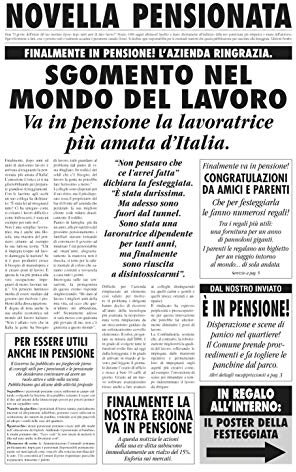 Bombo Biglietto auguri giornale pensionata