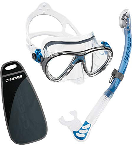 CRESSI Erwachsene, Unisex Big Eyes Evolution & Alpha Ultra Dry, Clear/Blue Masken & Schnorchel, Transparent, Blau, Einheitsgröße