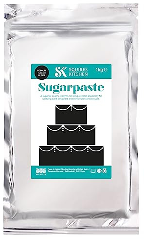 Squires Kitchen Tuxedo Black Ready To Roll Sugarpaste Icing for Decorating Cakes, Cupcakes and Cookies, Premium Quality Rolled Fondant - 1kg