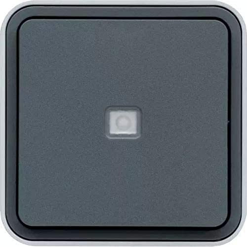 Hager Cubyko – Poussoir Inverseur étanche avec indicateur lumineux Surface gris
