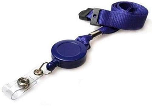 Waizmann.IDeaS® 1x Umhängeband BLAU Lanyard Schlüsselband 15mm Sicherheitsverschluss BREAKAWAY & Jojo Zipper Kartenjojo Ausweisjojo