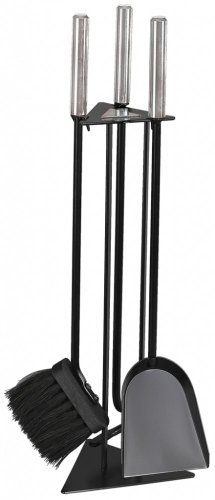 Schössmetall Kaminbesteck 3-TLG. schwarz/Griffe Chrom, Trigo-3 04510220