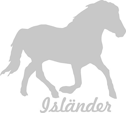 Werbetechnik Sotirios Papoutsis 2X Auto Aufkleber ISLÄNDER Pferd 2X Car Sticker Konturgeschnitten (ca. 11x10 cm) (Silber)