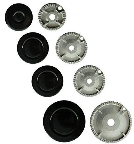 SPARES2GO (Non Universal) Oven Cooker Hob Gas Burner Crown & Flame Cap Kit for New World (Small, 2 Medium & Large, 55mm - 100mm)