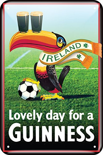 Placca in metallo in rilievo Guinness Toucan Football Irlanda 300 mm x 200 mm (SG)