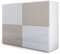 Vladon Sideboard Rova, Made in Germany, Kommode mit 4 Türen, Weiß matt/Weiß Hochglanz/Sandgrau Hochglanz (92 x 72 x 35 cm)