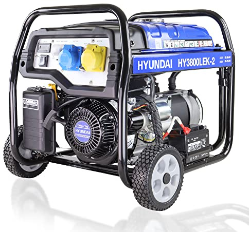 Hyundai Petrol Open Frame Generator 3.2kW / 4kVA, For Home or Site Use Powering Power Tools, Lighting Rrigs, Garages, Workshops, 3 Year Warranty
