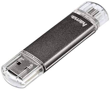 Hama 64GB USB-Speicherstick mit USB 2.0 & microUSB (2-in-1 USB-Stick, z.B. für Android Handy, Tablet, Computer, Notebook, PC, Laptop, MacBook, OTG, 15MB/s) Handy-Stick, Doppel Memory-Stick grau