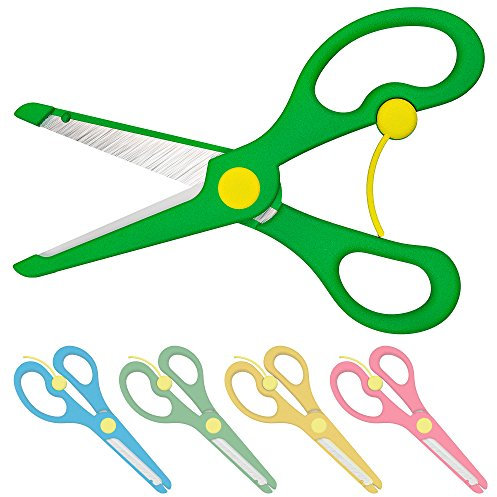 Enid Store Forbici per Bambini con Dispositivo di Sicurezza - Verdi con Lama in Metallo e Rivestimento in Plastica - da 1 Anno di Età in su