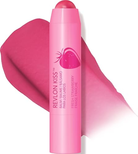 Revlon Kiss Balm, Fresh Strawberry 025 | Tinted lip balm infused with natural fruit oils. Up to 8 hours of moisture with SPF 20 protection.