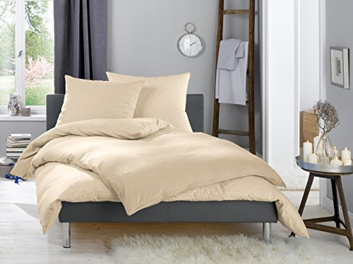 Lorena Feinflanell warme Winter Bettwäsche Karo Daphne 100% Baumwolle kariert (Bahama beige, Kissenbezug 80 cm x 80 cm)