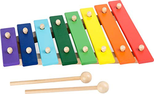 small foot Xylophon Kunterbunt aus Holz, mit acht bunten Klangstäben und zwei Holzschlegeln, ab 3 Jahren, 4619