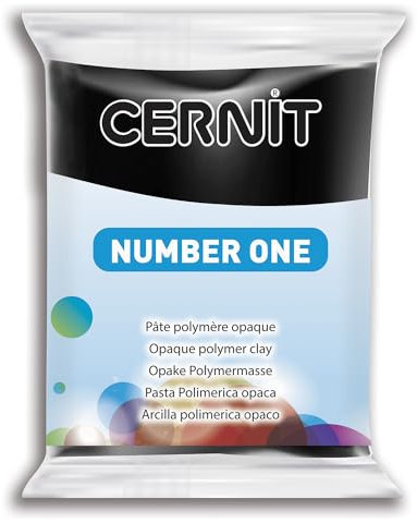 CERNIT CE0900056100C - Un Pain de Pâte Polymère Number one - Pâte à Modeler à Cuire - Couleur noir - Bloc de 56 g