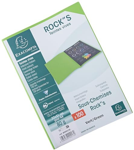 EXACOMPTA Paquet de 100 sous-chemises Rock's en carte 80 g, coloris vert clair