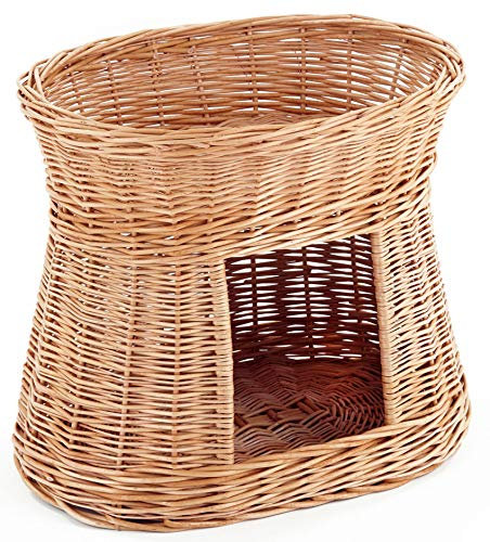 Tigana - Katzenturm mit Schlafplatz und Höhle aus Weide Natur oval (1F ohne Kissen)